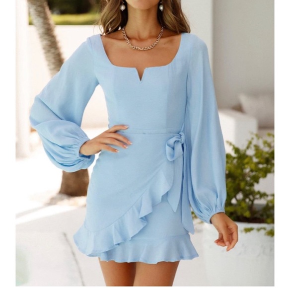 Hello Molly Dresses & Skirts - NWT Hello Molly No Time for Love Ruffle Faux Wrap Balloon Sleeve Mini Dress 2